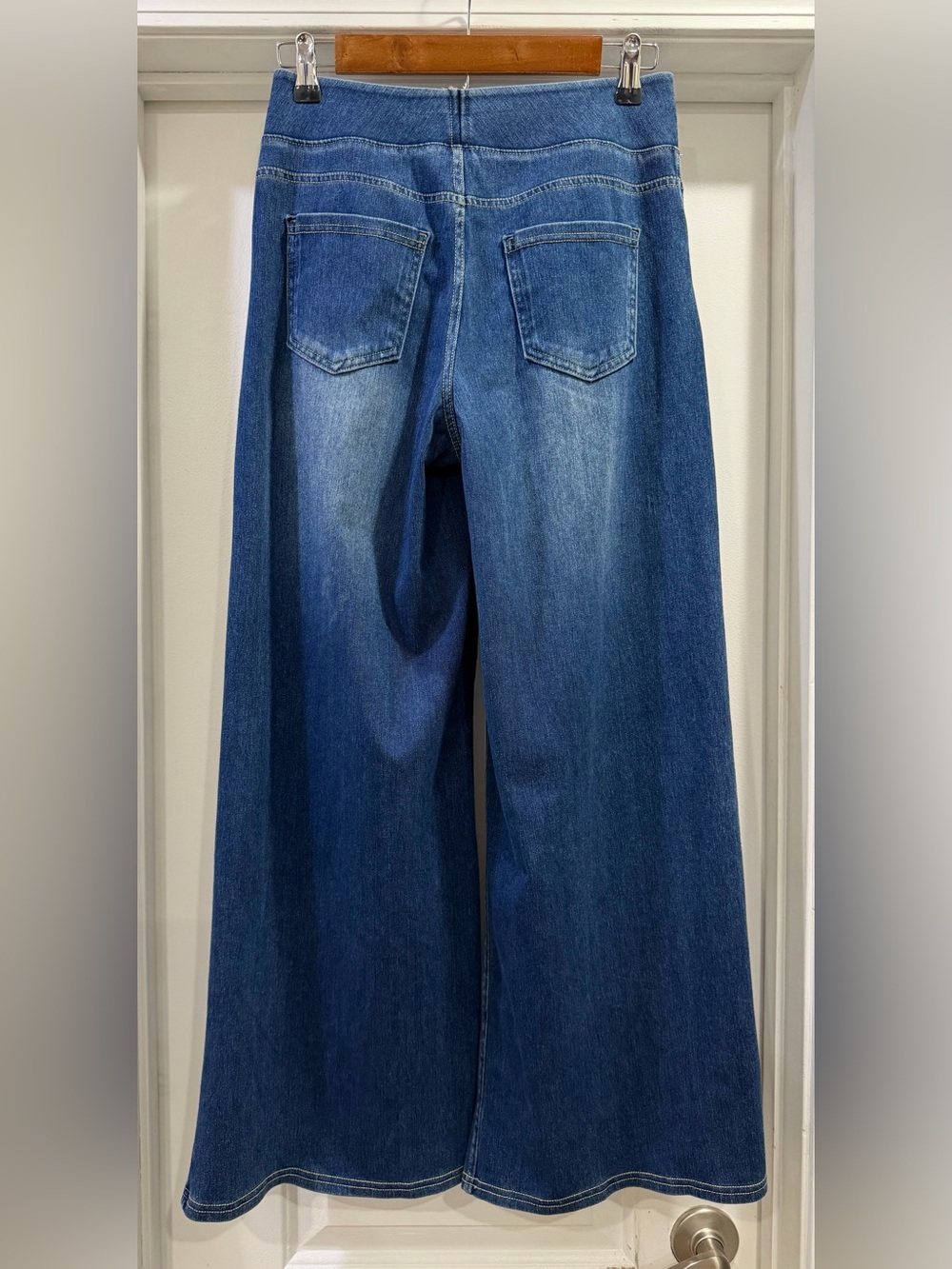 HALARA Wide-Leg Denim Pull On Stretch Comfy Jeans Size Small Petite - Picture 2 of 12